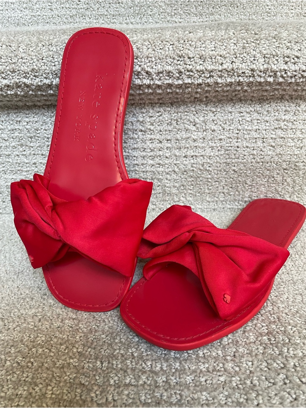 Kate Spade Red Bikini Slides Bow Sandals Size 6